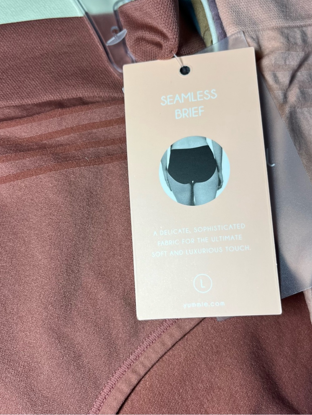 NWT Yummie 5pk Shadow Stripe Seamless Briefs Large Blue Brown Ivory Purple Peach - Picture 6 of 7